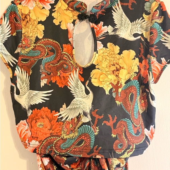 Floral Print Ruched Top and Skirt Set - Picture 3 of 6